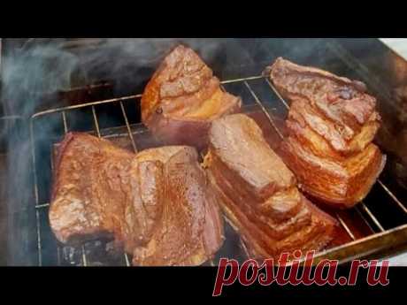 Идеальное копченое сало с мясом в специальном маринаде. Пошаговый рецепт. Сало горячего копчения