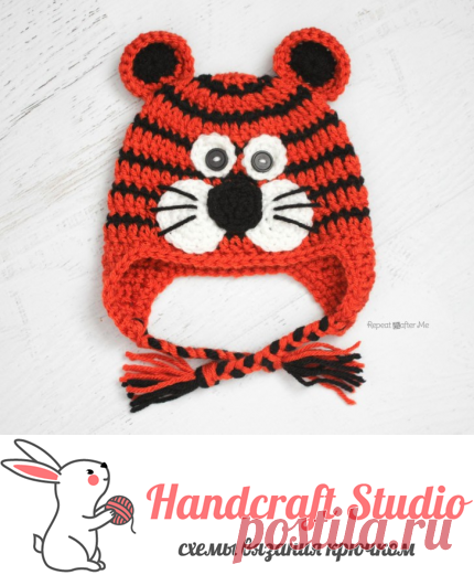 Вязаная шапочка крючком: схема «Тигренка»