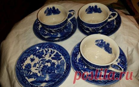 Vintage Set of 3 Blue Willow Pattern Tea Cups and Saucers Marked Japan | eBay