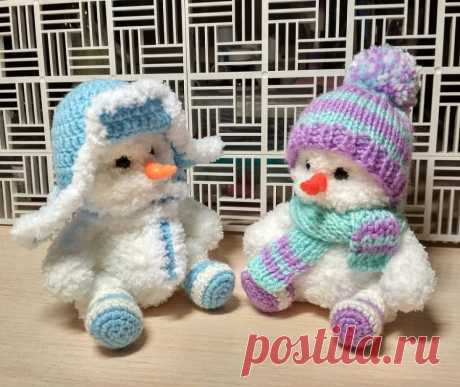 Пушистый снеговик крючком | Амигуруми