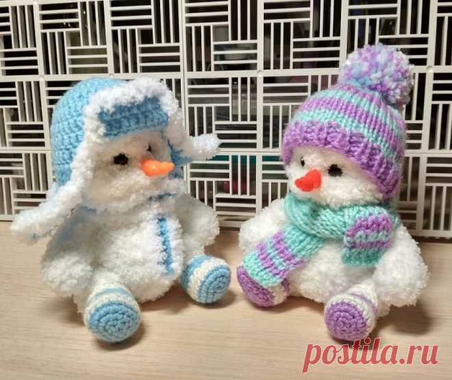 Пушистый снеговик крючком | Амигуруми