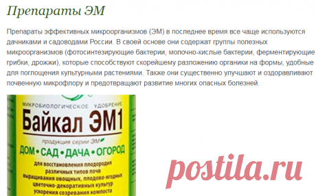 Препараты эффективных микроорганизмов ЭМ