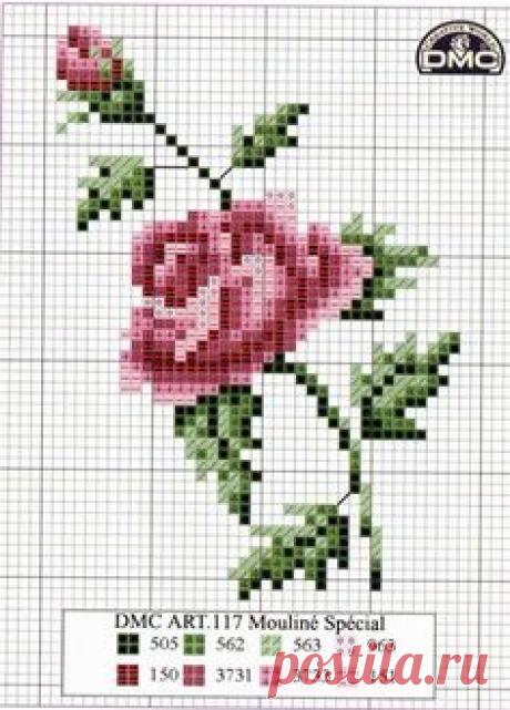 Схема розы для вышивки крестиком бисером