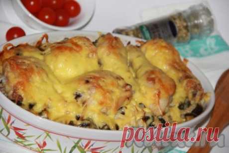 Куриные ножки с картошкой и грибами в духовке - 9 пошаговых фото в рецепте