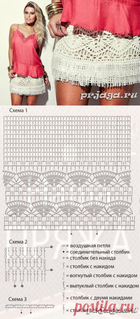Юбка с бахромой крючком