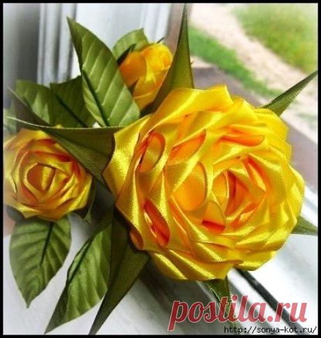 Роза из лент