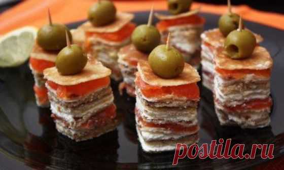 Канапе из блинов на шпажках - Кулинарный рецепт - Повар в доме