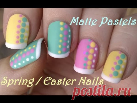 MATTE Nail Art For SPRING &amp; EASTER In Pastel FRENCH MANICURE Design