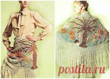 Chal jardin paraiso-arbol de la vida tejido con restos de lanas - Patrones Crochet