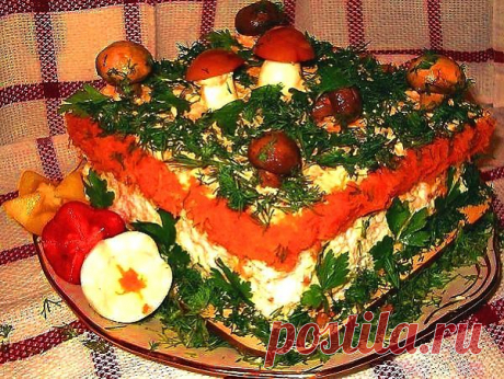 Закусочный торт «Грибная полянка».