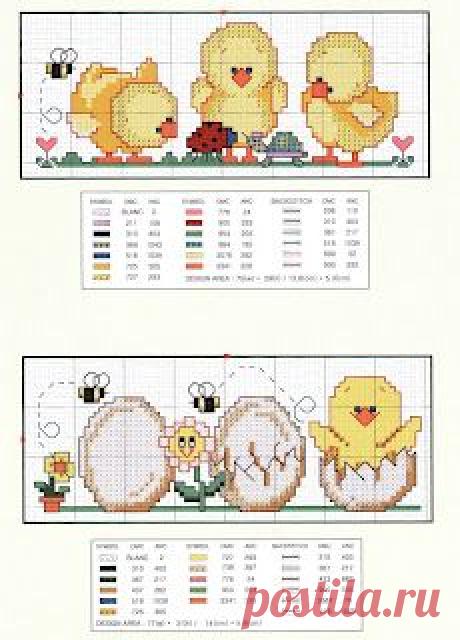 (637) Cozinha, chicks embroidery pattern that could be used as a perler bead pattern | x stitch ostern