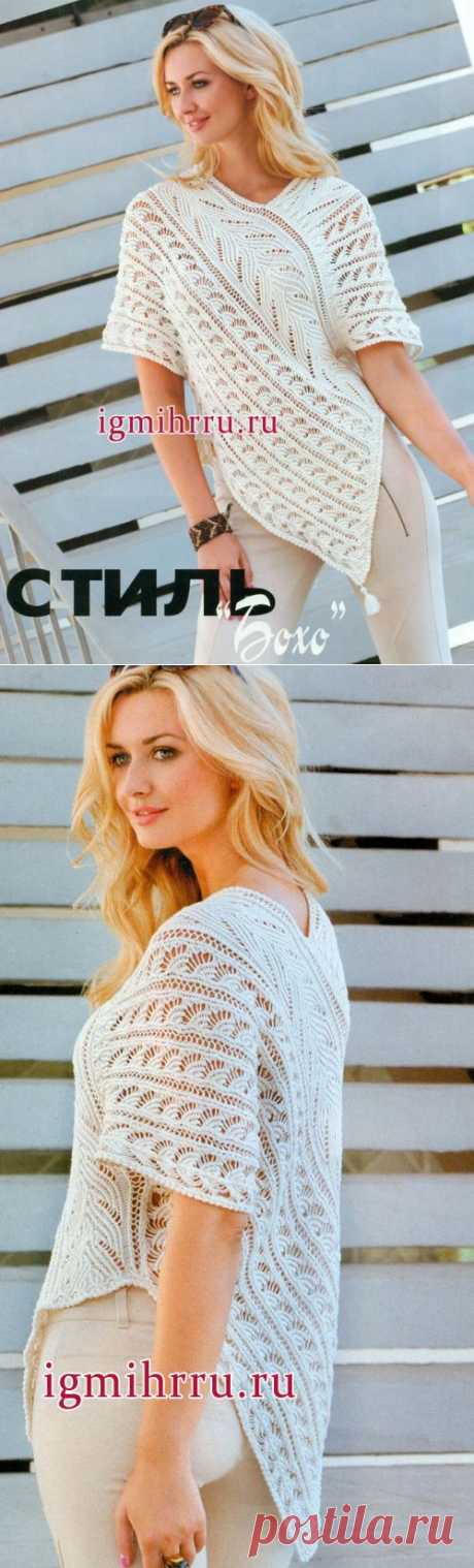 В стиле &quot;бохо&quot;, белая туника с замысловатыми узорами