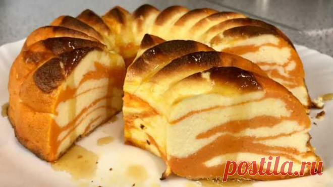 Яркий пирог «Золотой мрамор» (без муки и манки) — Сад Заготовка