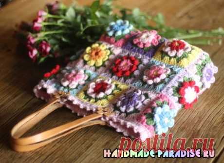 Сумка крючком из цветочных мотивов - Handmade-Paradise