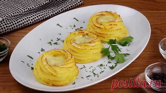 Картофель с сыром и беконом на закуску.Красиво и вкусно!
