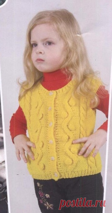 Жилет для девочки, вязанный спицами. Детский жилет вязаный спицами