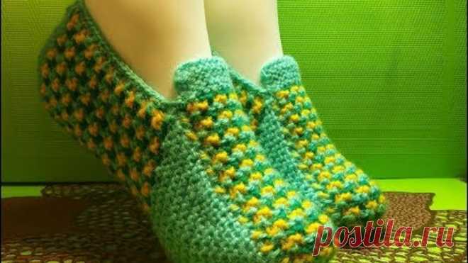 Вязание спицами домашние тапочки