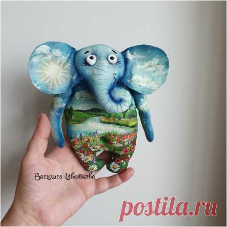 Синий слон. Слоник #слон #слоник #синийслон #слоняшки #текстильнаягрушка #грунтованныйтекстиль #ручнаяработа #хендмейд