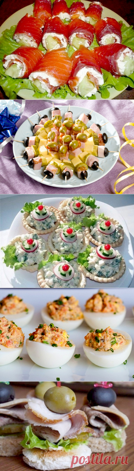 Новогодние закуски: рулетики, канапе, фаршированные яйца