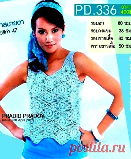 Голубой топ из мотивов | САМОБРАНОЧКА - сайт для рукодельниц, мастериц