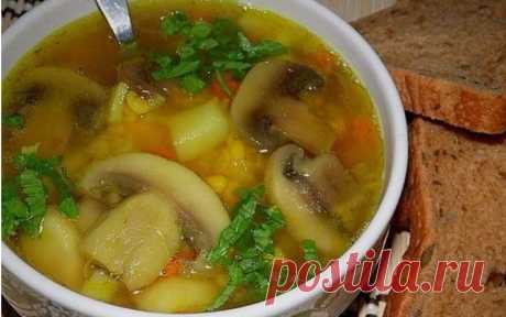 Гороховый суп с курицей и грибами - Кулинарные Рецепты