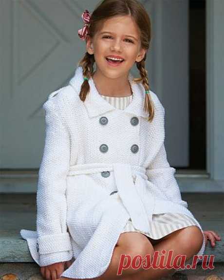 Детское пальто спицами от 3 до 9ти лет