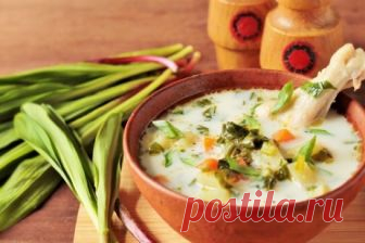 Ароматный чесночный суп из черемши