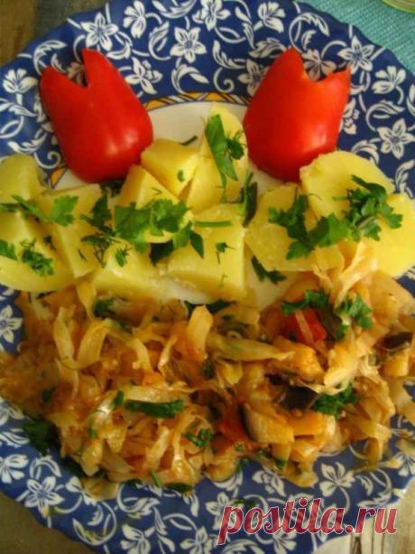 Картофель с тушеной капустой и баклажанами - пошаговый рецепт с фото