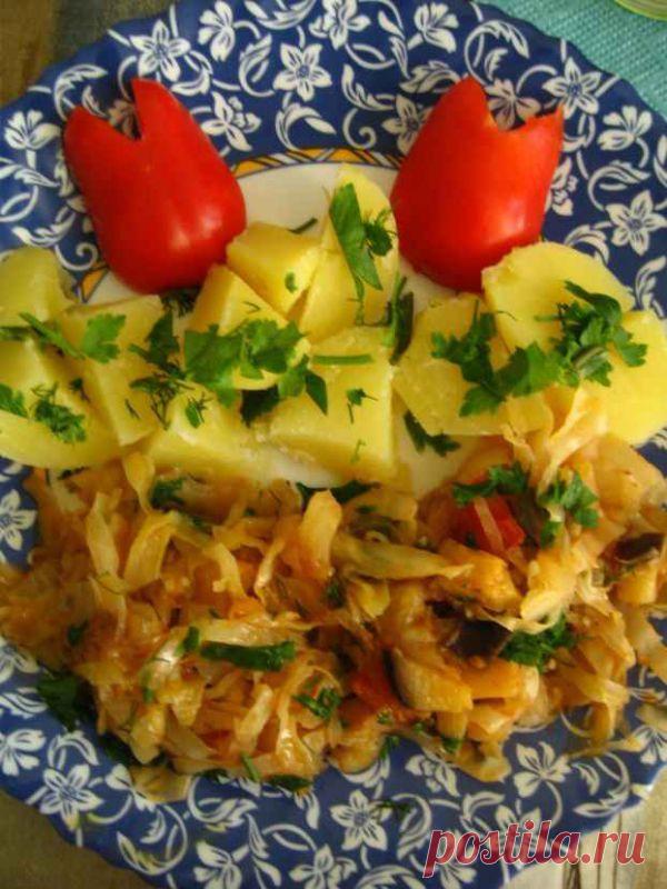 Картофель с тушеной капустой и баклажанами - пошаговый рецепт с фото