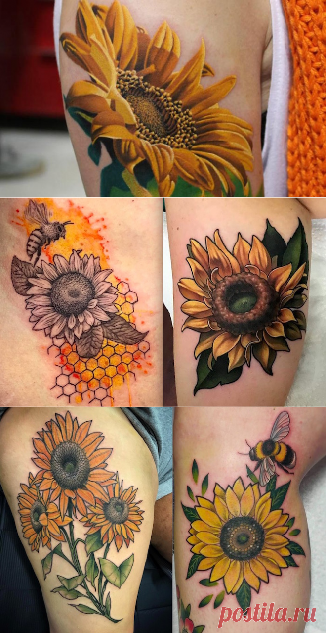 Солнечные татуировки подсолнуха | foto tattoo
