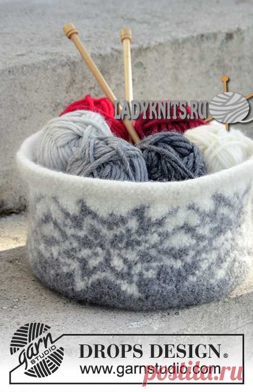 Вязаная спицами, а потом свалянная, корзинка для мелочей. / ladyknits.ru