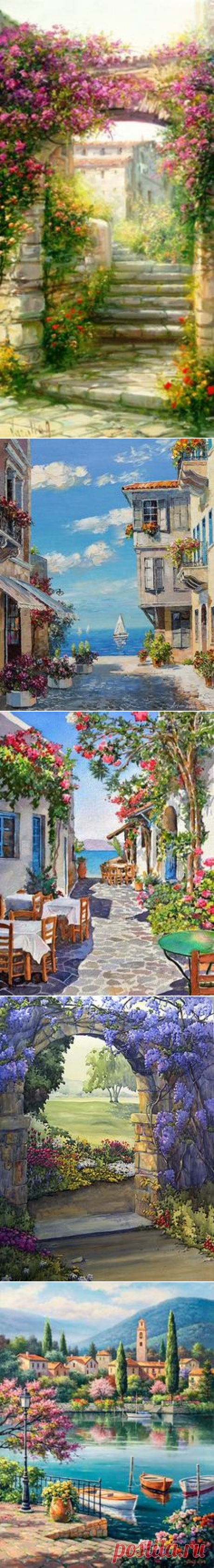 (116) ART~ A Sunny Walk Down The Cobbled Stairs Towards The Bright Blue Sea Dotted With Yachts, Everywhere~ Robert Pejman | RESİMLER