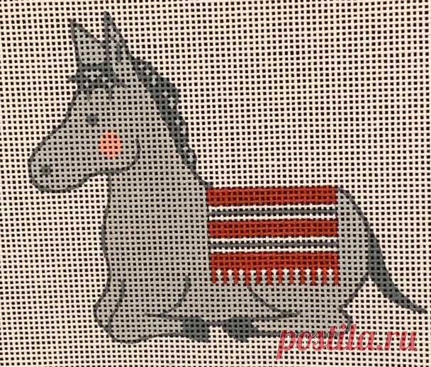 CH-445 Natividad Burro 4 x 31⁄2 18 Malla con guía de puntadas CH Designs - The NeedleArt Closet