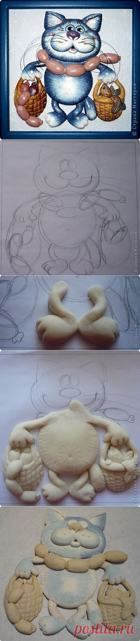 Кот с авоськами из соленого теста.
