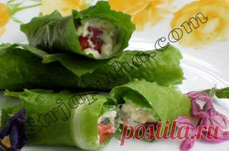 Рулетики из салата с брынзой и грецкими орехами