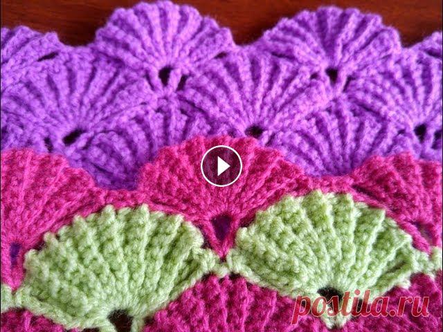 Узор крючком Ракушки описание вязания узора и схема по ссылке...