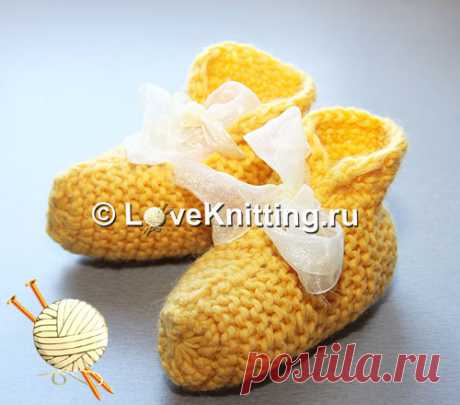 Пинетки с бантиками (мастер-класс) | Loveknitting.ru