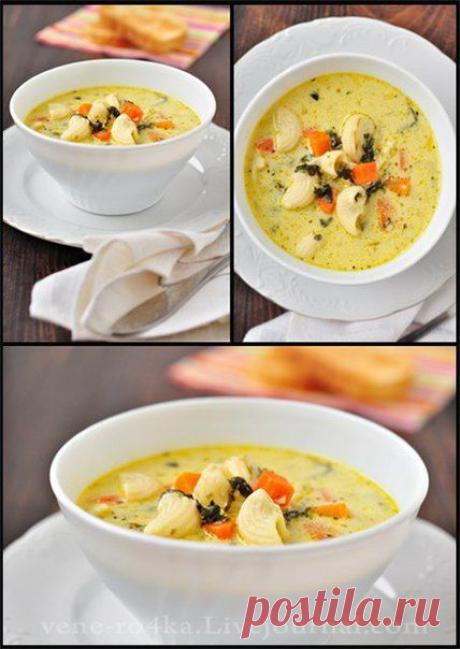 Сырно-молочный суп с овощами и макаронными изделиями / Свежие рецепты