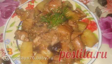 Тушенная говядина с черносливом и горчицей в мультиварке.