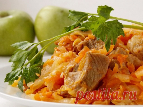 Тушёная капуста с мясом.