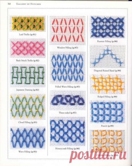 В копилку рукодельницам: большая коллекция стежков для вышивки