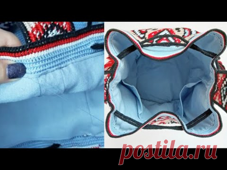Шью подклад для сумки мочилы /How to sew a lining for a mochila bag