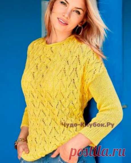 | Желтый ажурный пуловер 1225 Желтый ажурный пуловер 1225