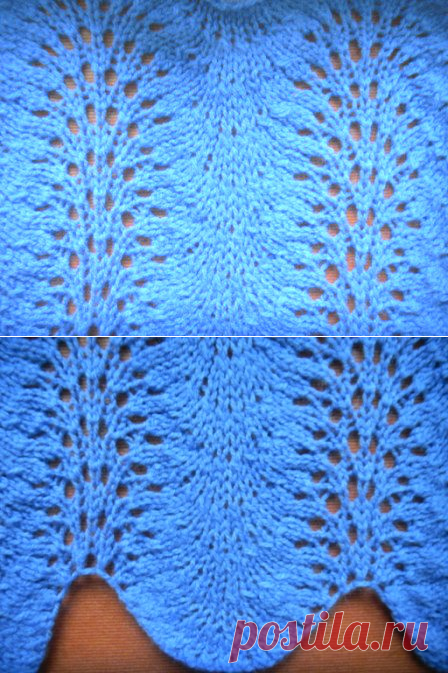 Волнистый ажурный узор спицами -1 | Ажурные Узоры