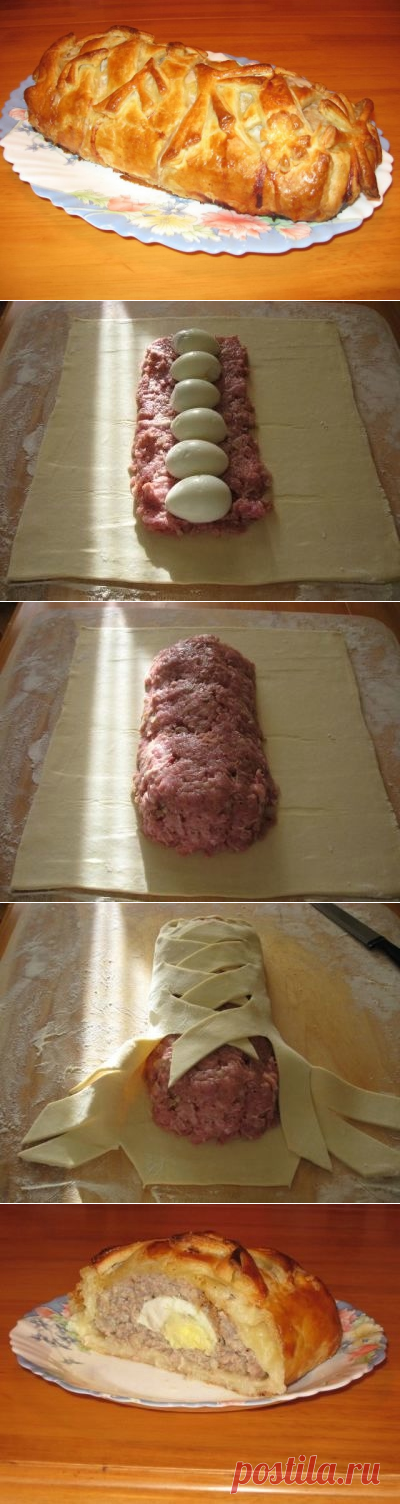 Мясной рулет в тесте по-домашнему - Простые рецепты Овкусе.ру
