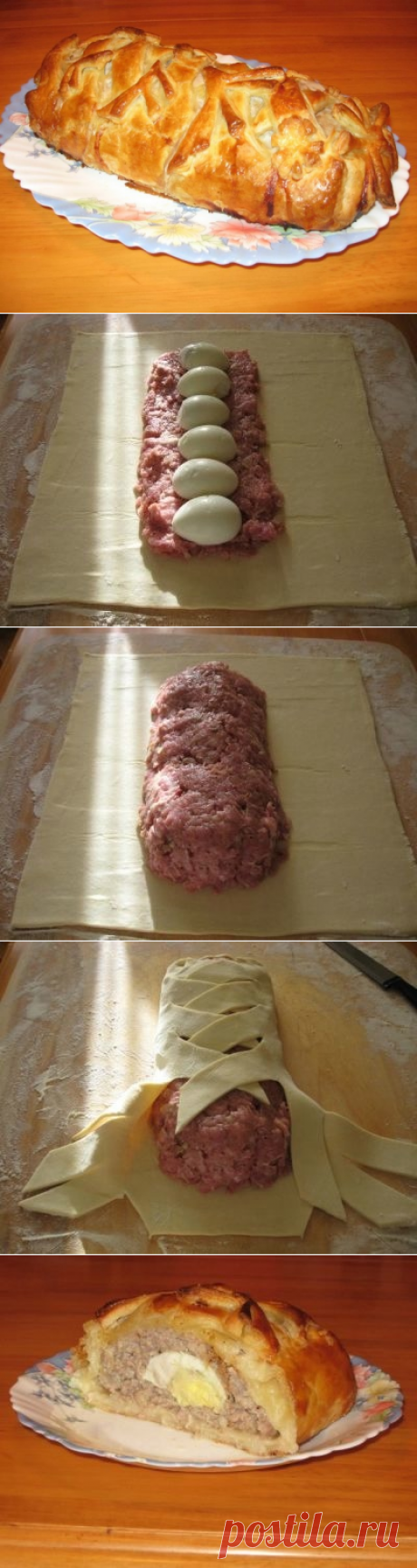 Мясной рулет в тесте по-домашнему - Простые рецепты