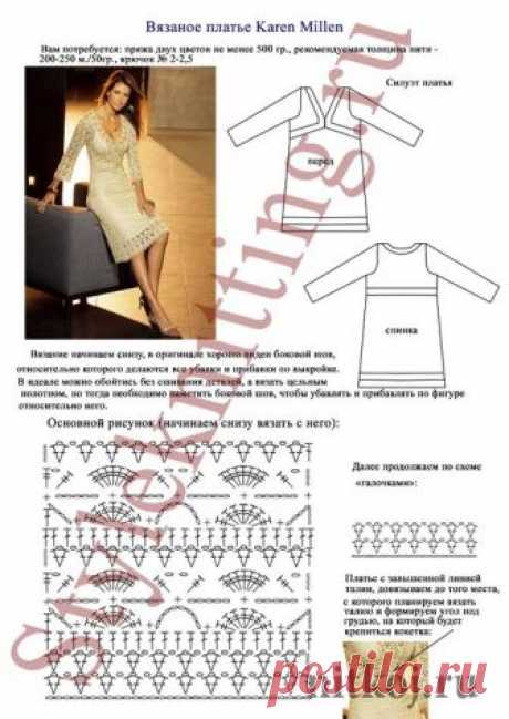 Платье крючком Karen Millen » Ниткой - вязаные вещи для вашего дома, вязание крючком, вязание спицами, схемы вязания