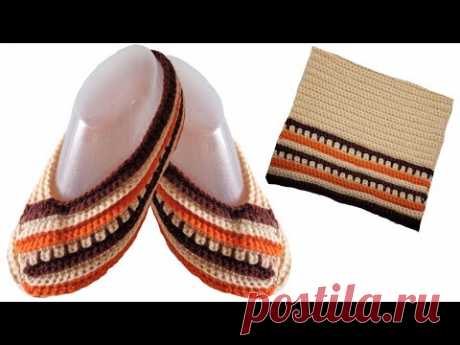 👍СВЯЖЕТ И НОВИЧОК 🤗САМЫЕ ЛЁГКИЕ СЛЕДКИ💖ДОМАШНИЕ ТАПОЧКИ КРЮЧКОМ🤩crochet slippers😍Häkelhausschuhe