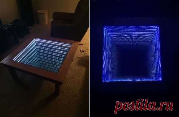 Столик бесконечности из зеркал и подсветки