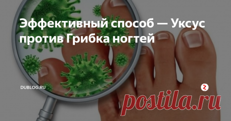 Эффективный способ — Уксус против Грибка ногтей Грибок  ногтей – очень распространенная проблема. Только люди, страдающие  грибком, могут сказать, насколько это неприятная болезнь. Говорить о  грибке почему-то считается постыдным. Поэтому малое количество лиц,  имеющих данное заболевание, обращается к дерматологу.